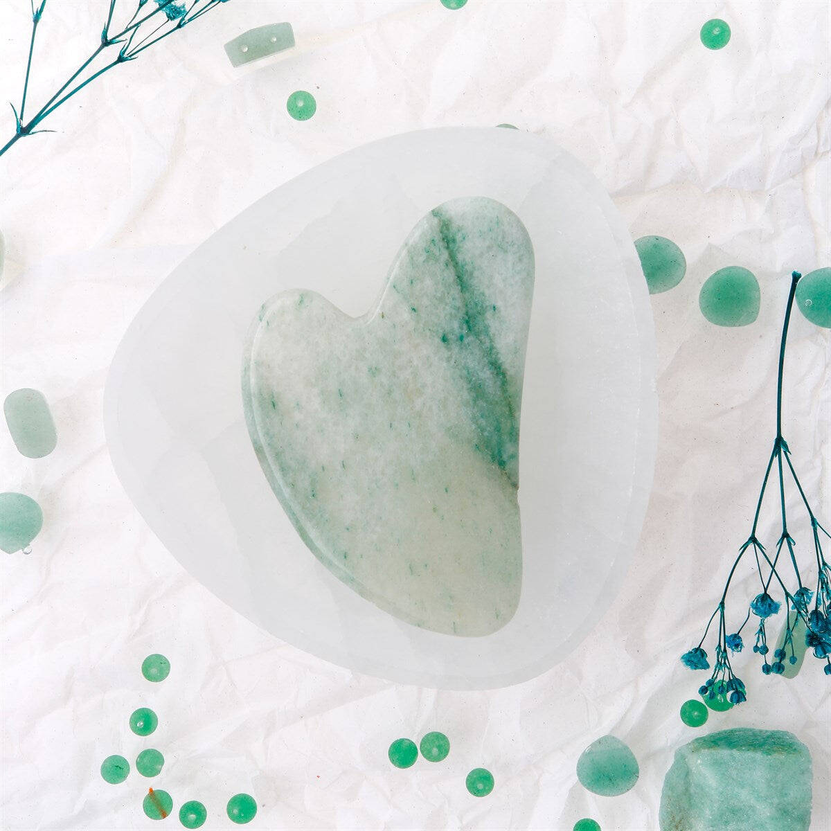 Aventurin Taşı Gua Sha Yüz Masaj Taşı Kalpli - 5