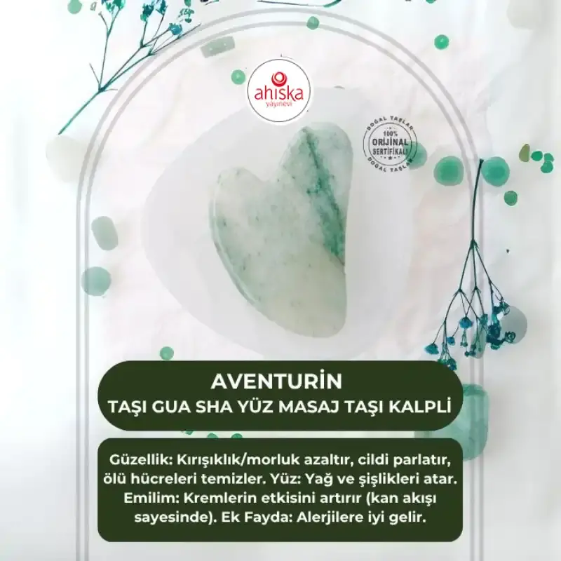 Aventurin Taşı Gua Sha Yüz Masaj Taşı Kalpli - 1