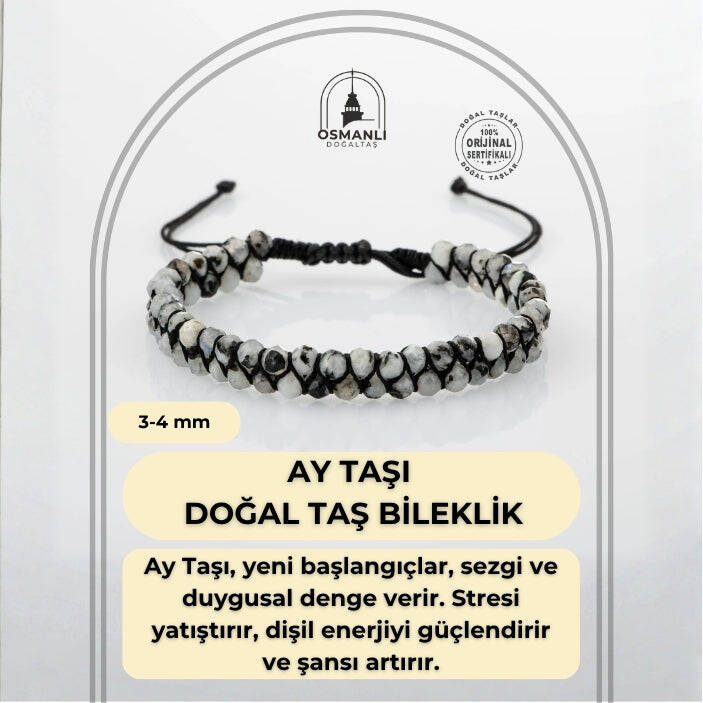 Ay Taşı 3-4mm Çift Sıra Doğal Taş Bileklik - 2