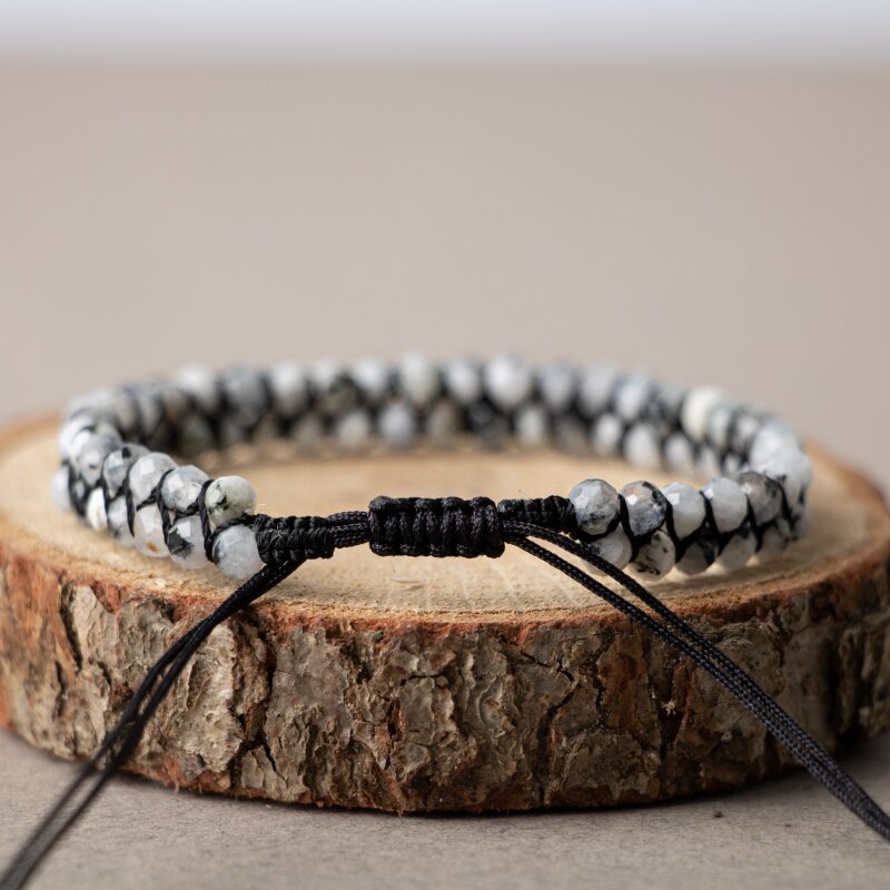 Ay Taşı 3-4mm Çift Sıra Doğal Taş Bileklik - 4