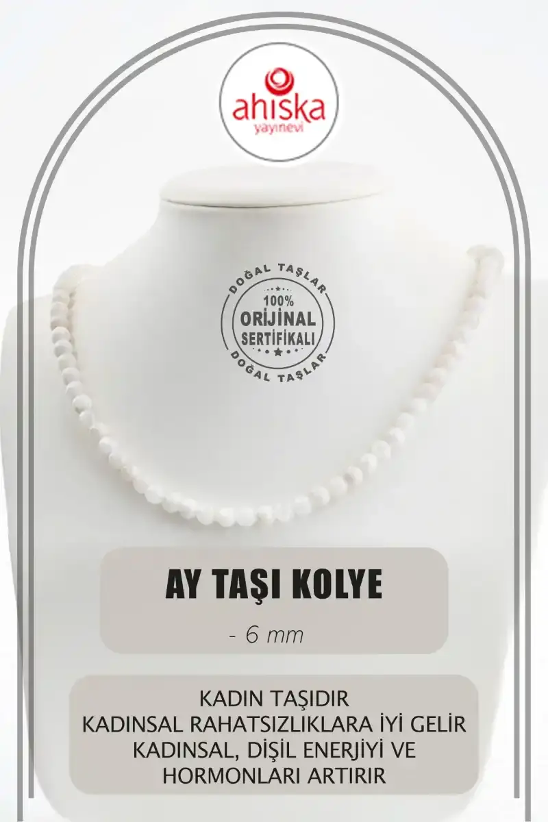 Ay Taşı 6 mm Dizi Doğal Taş Kolye