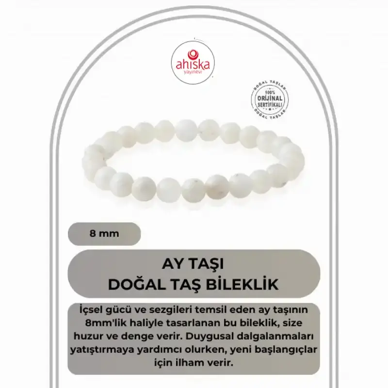 Ay Taşı 8mm Doğal Taş Bileklik