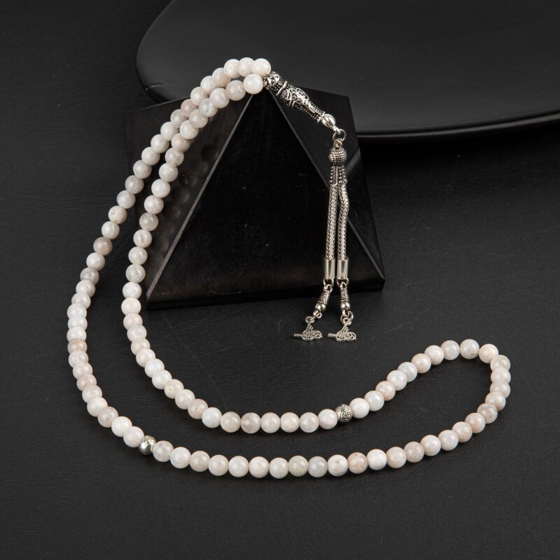 Ay Taşı Doğal Taş Tesbih 99luk - 6mm - 3