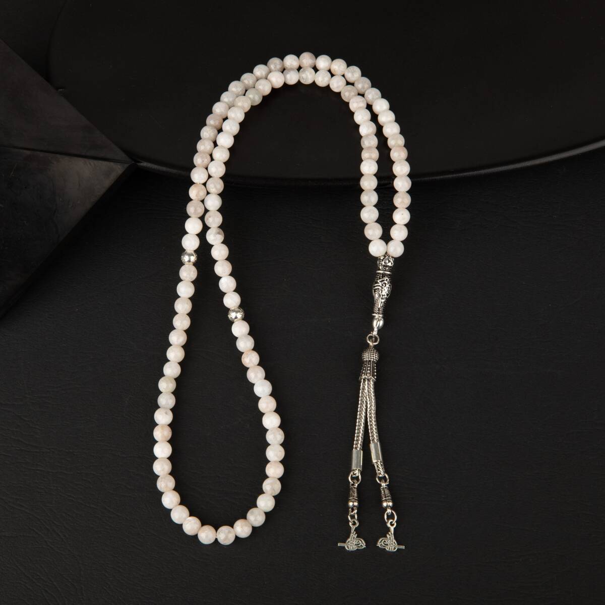 Ay Taşı Doğal Taş Tesbih 99luk - 6mm - 4