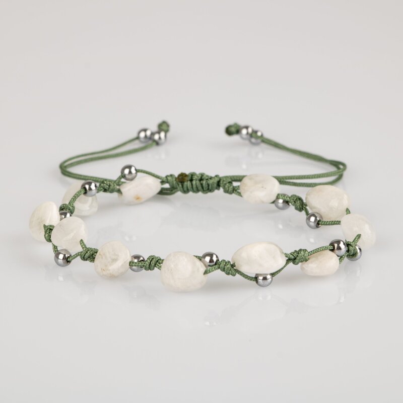 Ay Taşı Natürel Kesim Doğal Taş Makrome Bileklik - 4