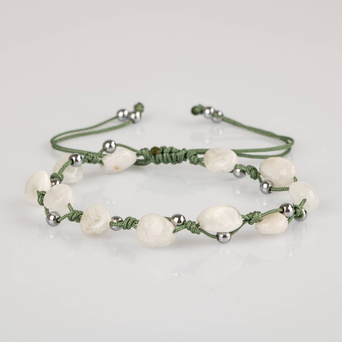 Ay Taşı Natürel Kesim Doğal Taş Makrome Bileklik - 4