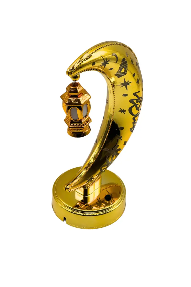 Ay Yıldız Motifli Altın Rengi Işıklı Masaüstü Lamba - 2