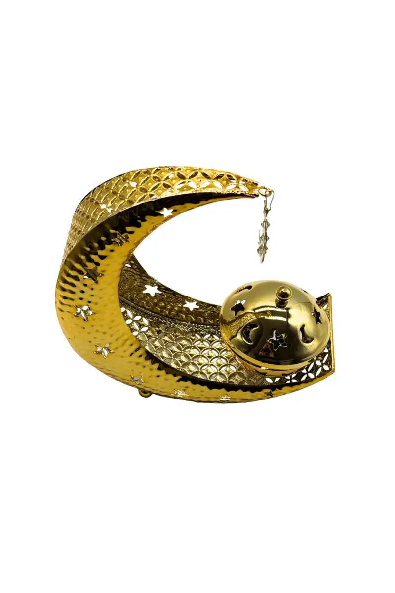Ay Yıldız Motifli Altın Rengi Metal Buhurdanlık - 2