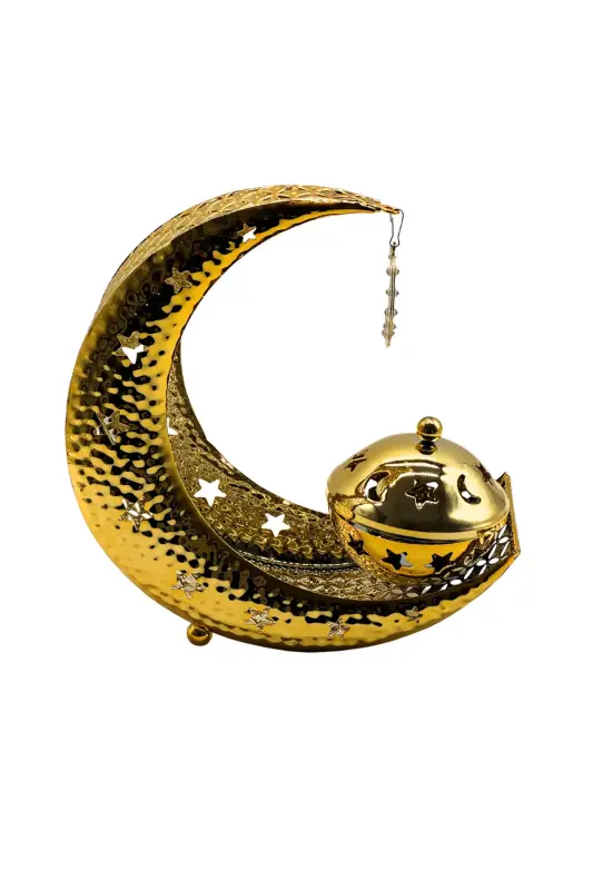 Ay Yıldız Motifli Altın Rengi Metal Buhurdanlık - 1