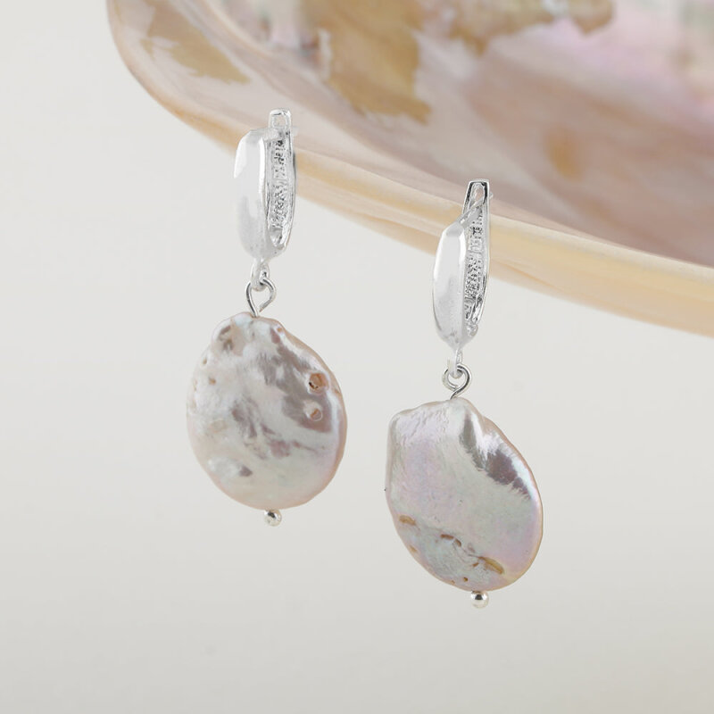 Barok İnci Gümüş Doğal Taş Küpe - Doğal Taş