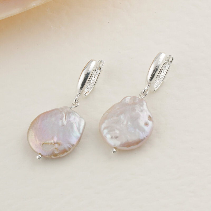 Barok İnci Gümüş Doğal Taş Küpe - 3