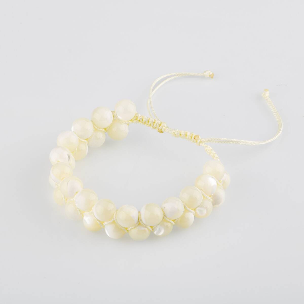 Beyaz Sedef 8mm Çift Sıra Makrome Doğal Taş Bileklik - 4