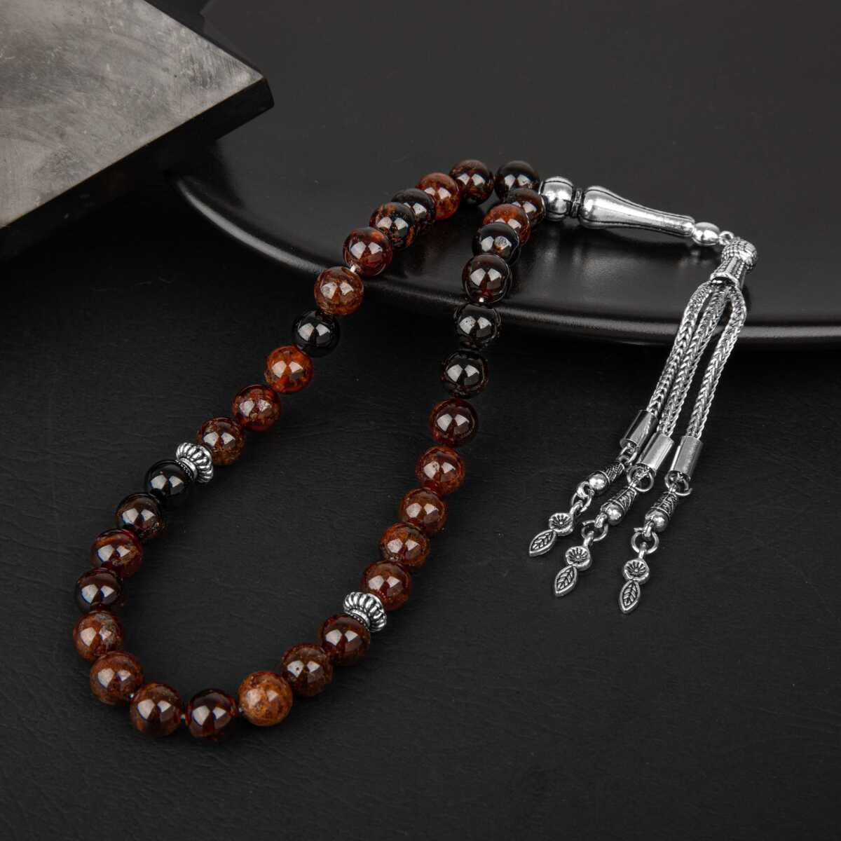 Bordo Granat Lal Doğal Taş Tesbih 33lük - 8mm