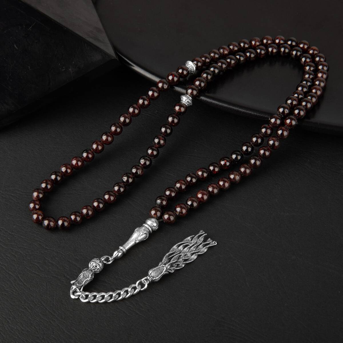 Bordo Granat Lal Doğal Taş Tesbih 99luk - 6mm - 1