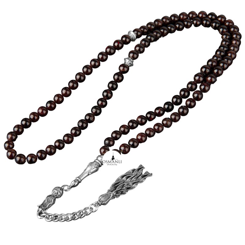 Bordo Granat Lal Doğal Taş Tesbih 99luk - 6mm - 2