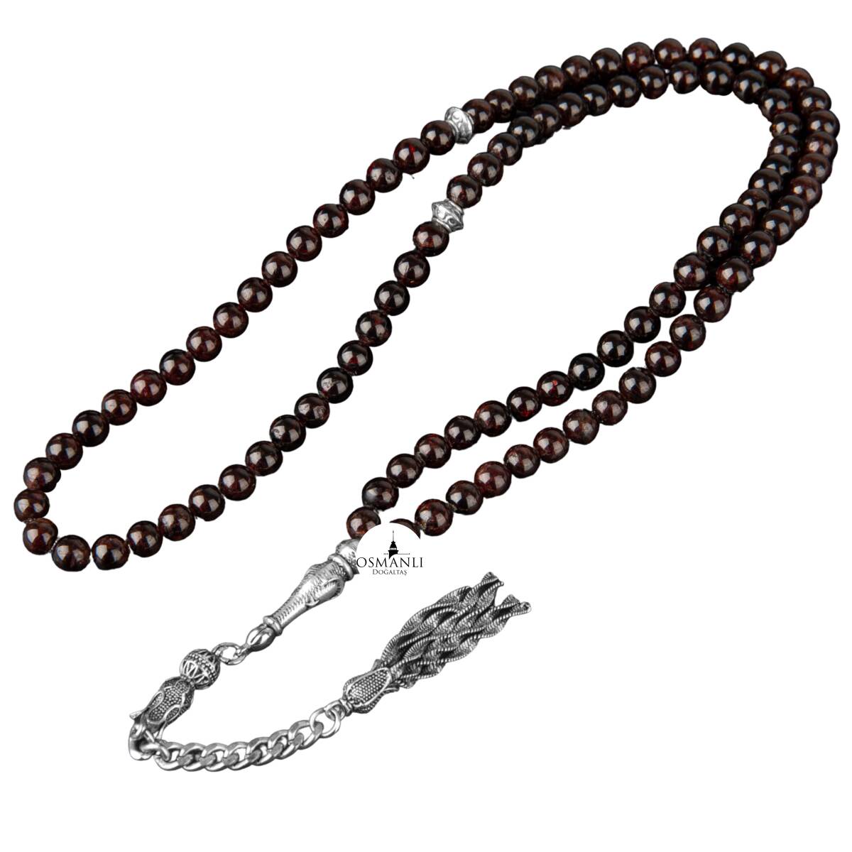 Bordo Granat Lal Doğal Taş Tesbih 99luk - 6mm - 2