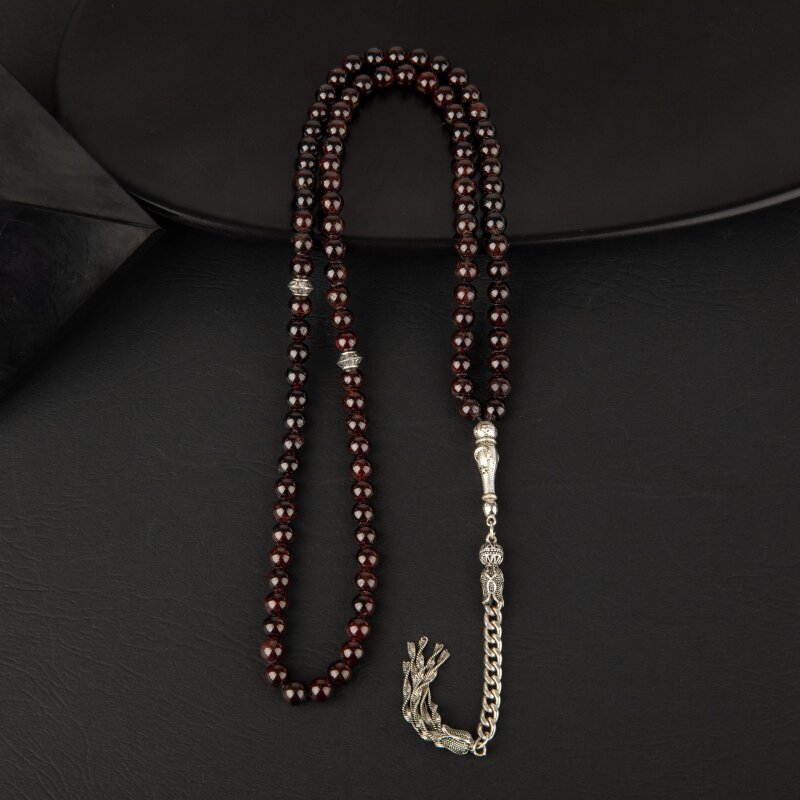 Bordo Granat Lal Doğal Taş Tesbih 99luk - 6mm - 3