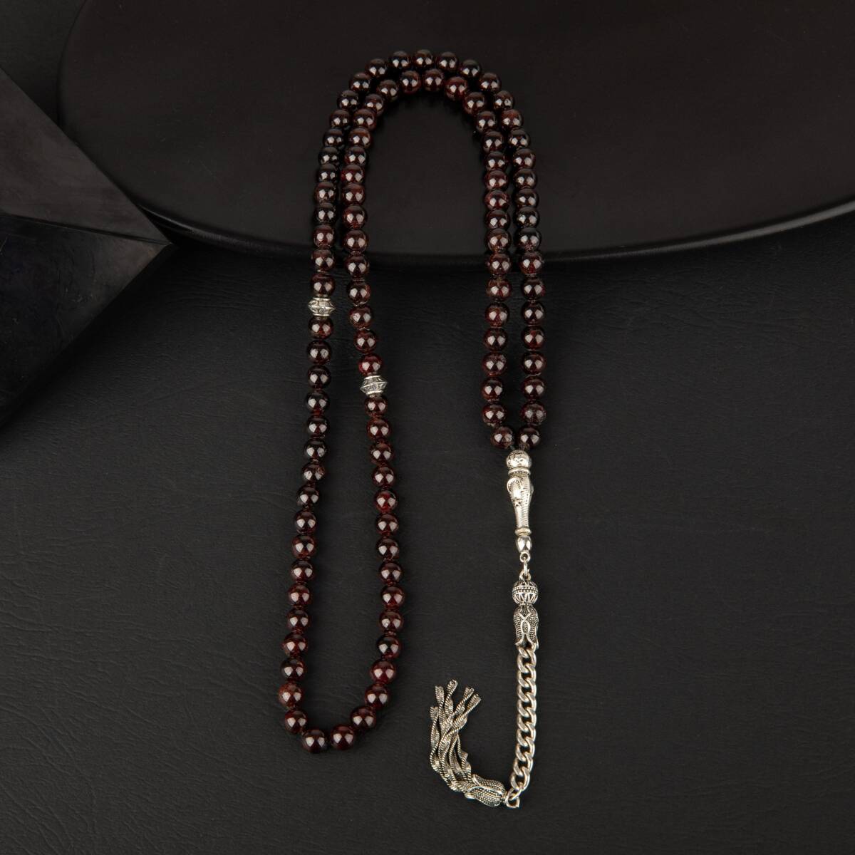 Bordo Granat Lal Doğal Taş Tesbih 99luk - 6mm - 3