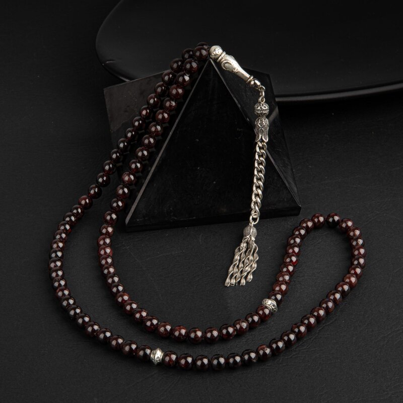 Bordo Granat Lal Doğal Taş Tesbih 99luk - 6mm - 4