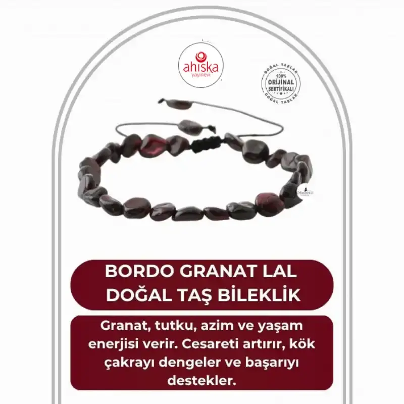 Bordo Granat Lal Natürel Kesim Doğal Taş Bileklik
