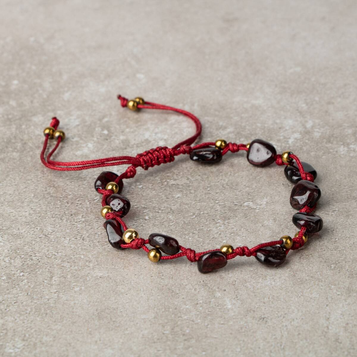 Bordo Granat Lal Natürel Kesim Doğal Taş Makrome Bileklik - 3