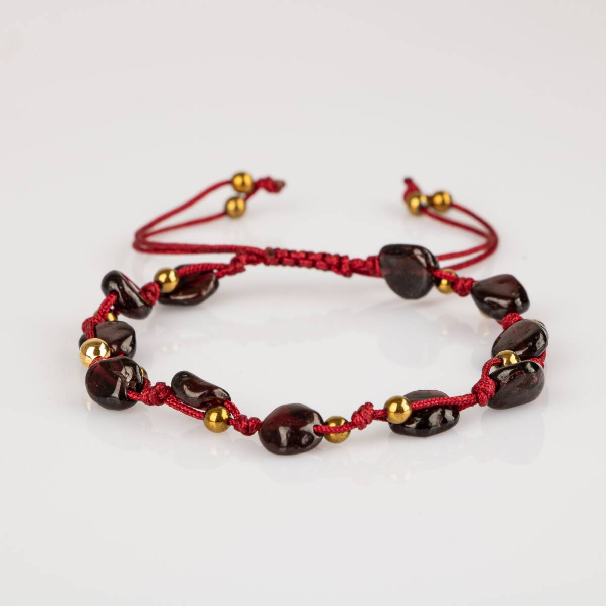 Bordo Granat Lal Natürel Kesim Doğal Taş Makrome Bileklik - 6