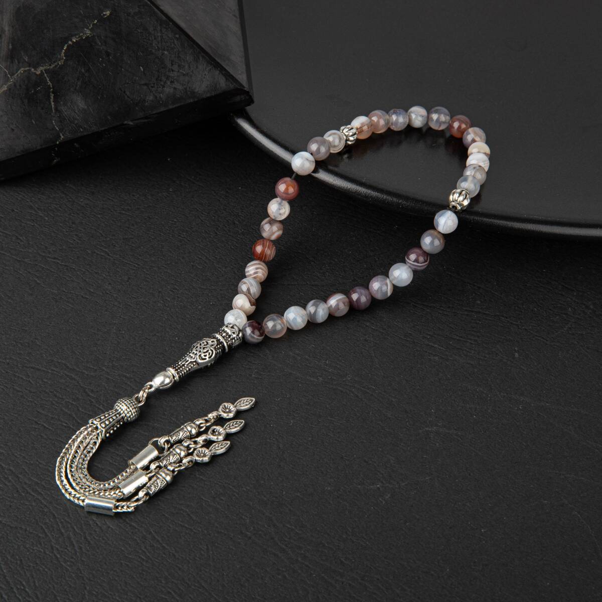 Botswana Akiği Doğal Taş Tesbih 33lük - 6mm - 2