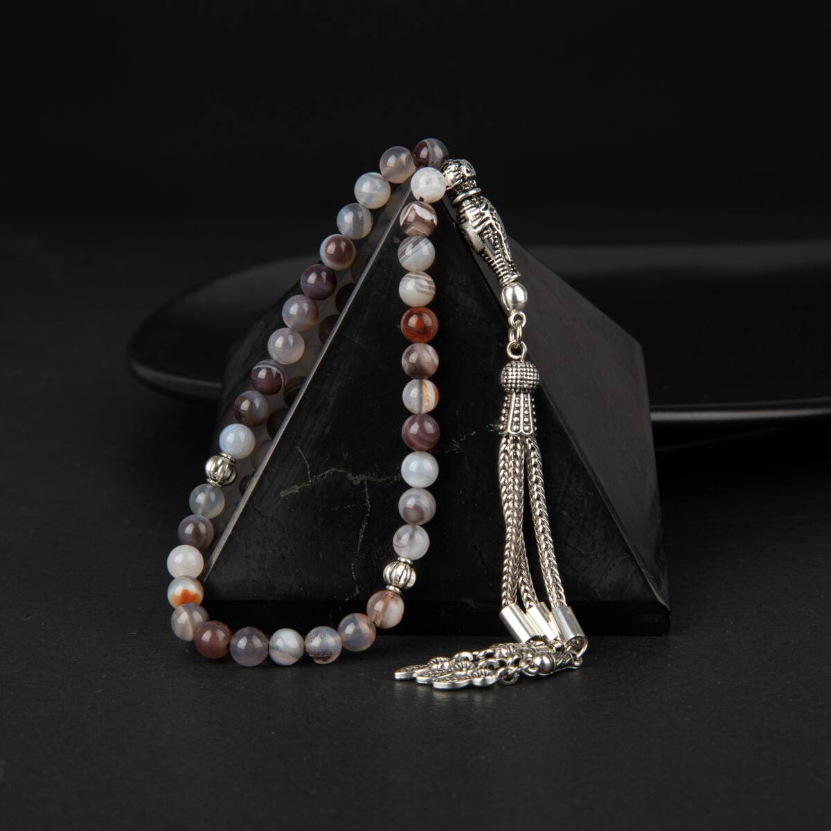 Botswana Akiği Doğal Taş Tesbih 33lük - 6mm - 4