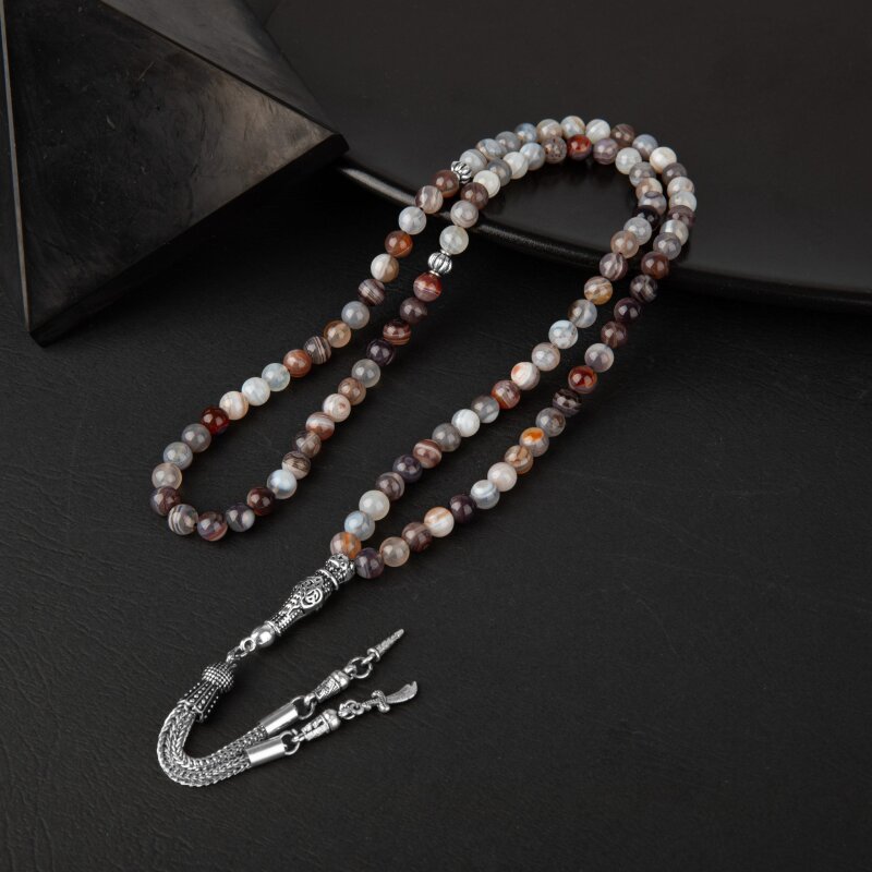 Botswana Akiği Doğal Taş Tesbih 99luk - 6mm - Doğal Taş