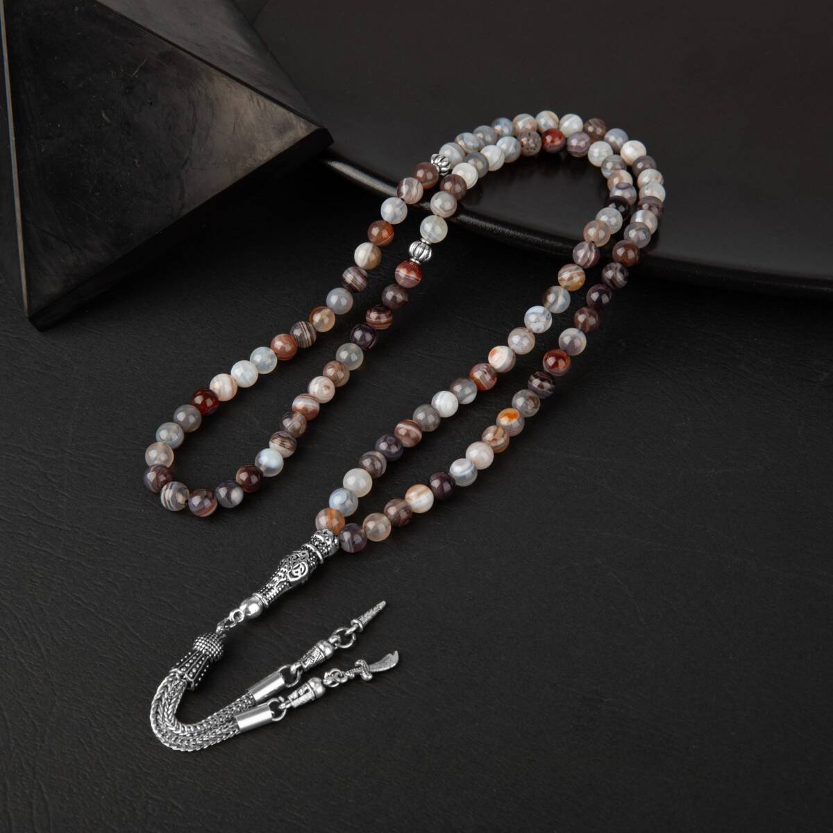 Botswana Akiği Doğal Taş Tesbih 99luk - 6mm - 1