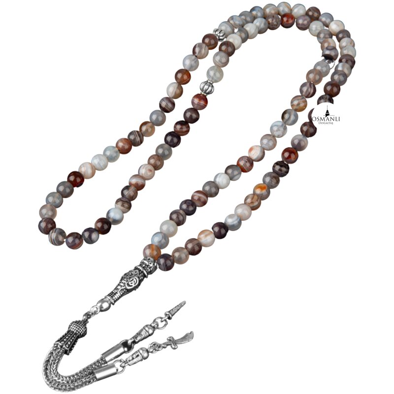 Botswana Akiği Doğal Taş Tesbih 99luk - 6mm - 2