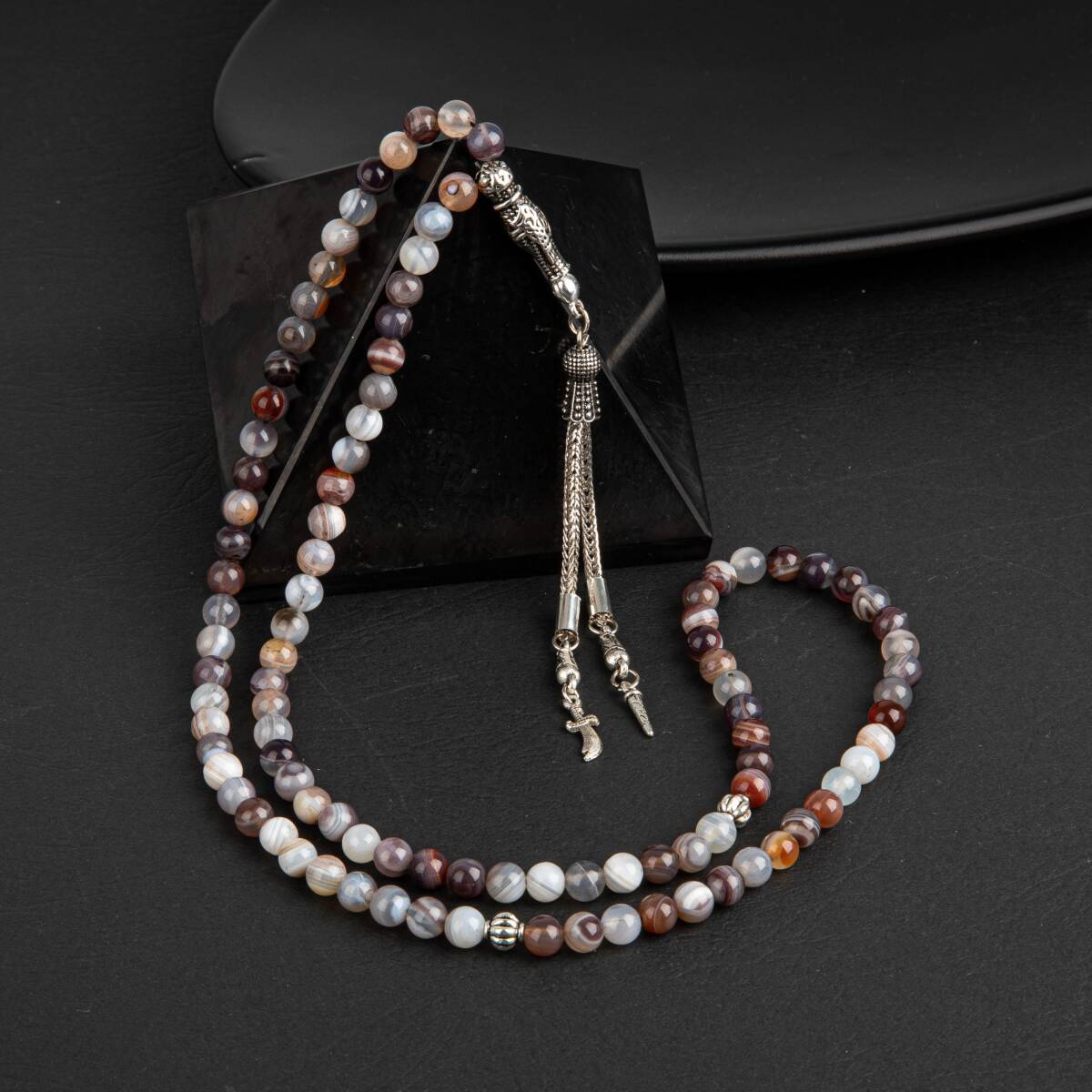 Botswana Akiği Doğal Taş Tesbih 99luk - 6mm - 3