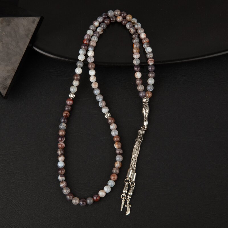 Botswana Akiği Doğal Taş Tesbih 99luk - 6mm - 4