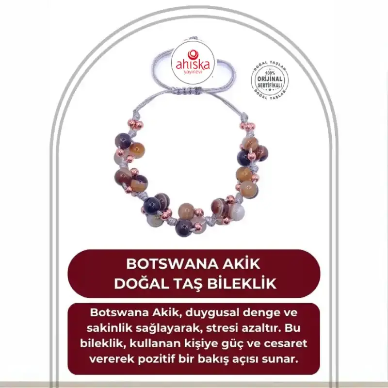 Botswana Akik Doğal Taş Merdiven Kapama İpli Her Bileğe Ayarlanabilir Bileklik