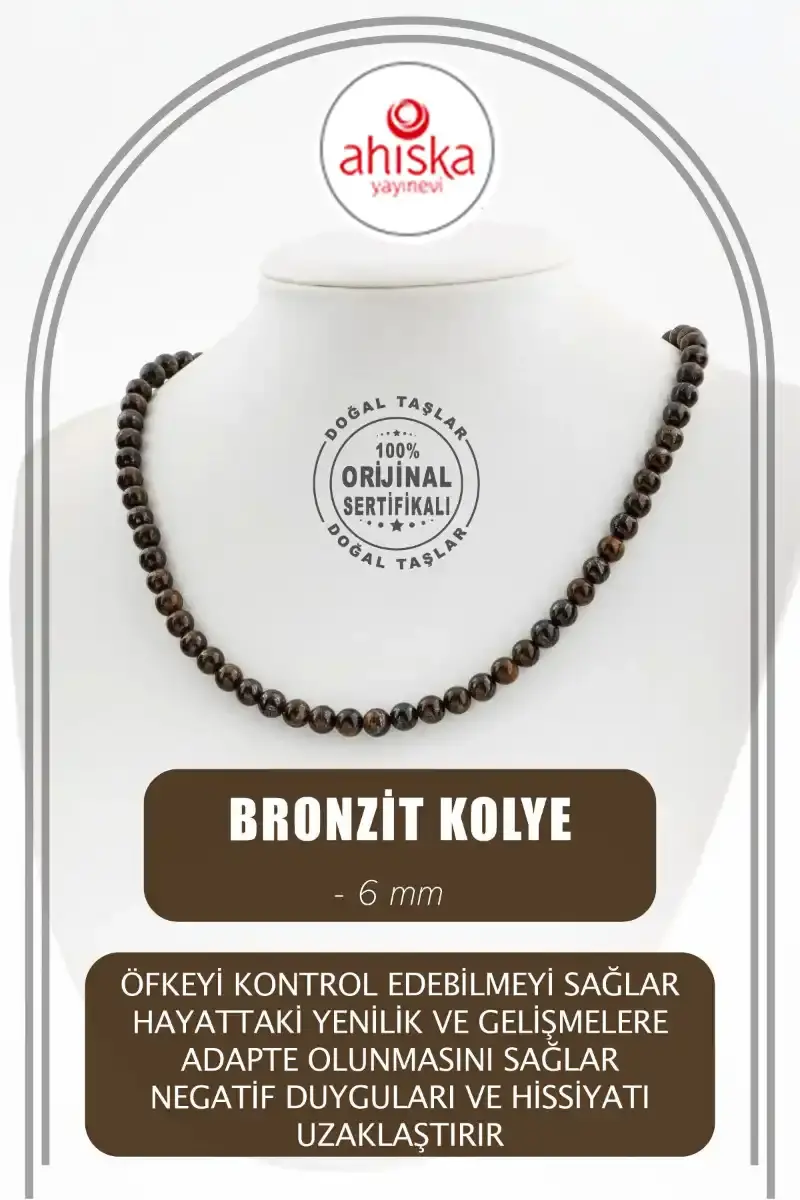 Bronzit 6 mm Dizi Doğal Taş Kolye