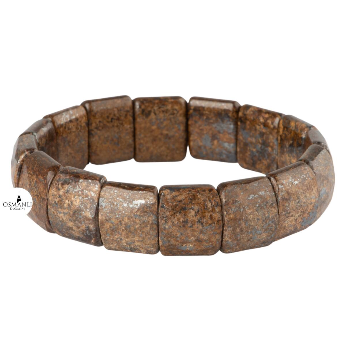 Bronzit Doğal Taş Balık Sırtı Geniş Kesim Bileklik - 1