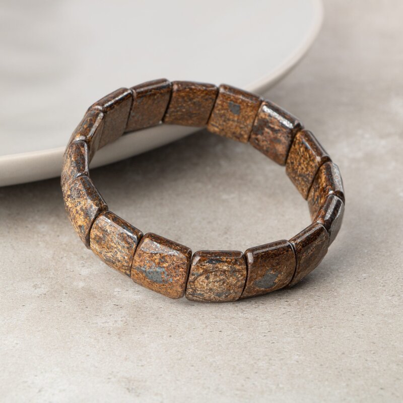 Bronzit Doğal Taş Balık Sırtı Geniş Kesim Bileklik - 2