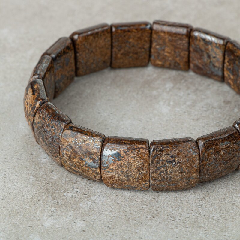 Bronzit Doğal Taş Balık Sırtı Geniş Kesim Bileklik - 4