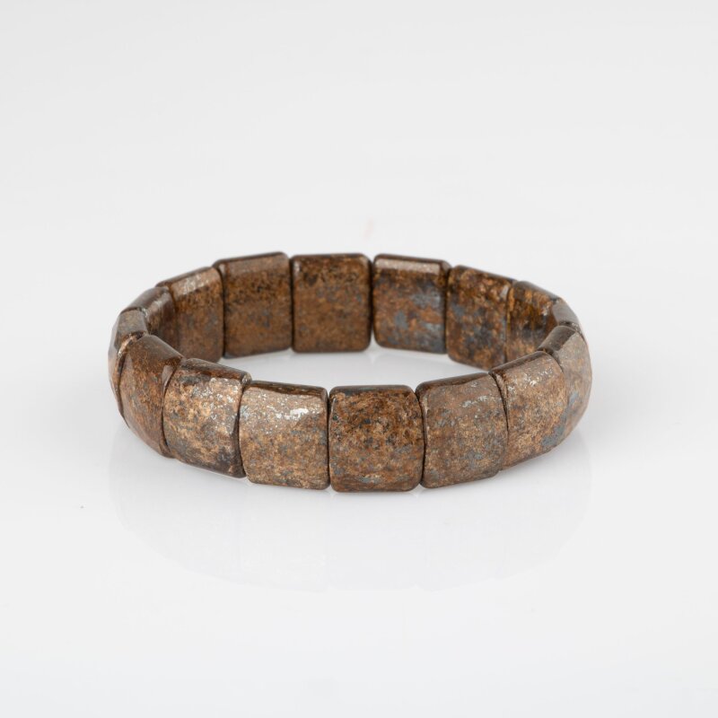 Bronzit Doğal Taş Balık Sırtı Geniş Kesim Bileklik - 5