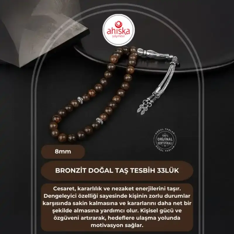 Bronzit Doğal Taş Tesbih 33lük - 8mm