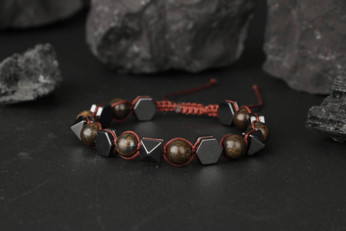 Bronzit-Hematit Doğal Taş Bileklik - 3