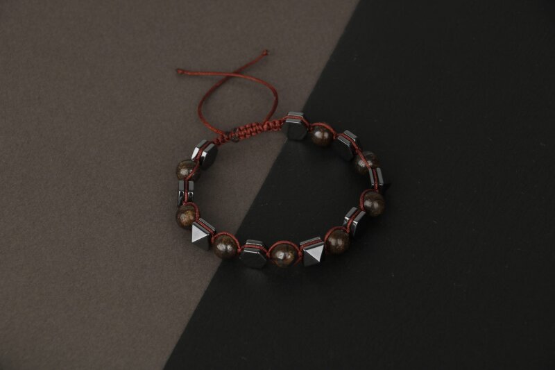 Bronzit-Hematit Doğal Taş Bileklik - 4