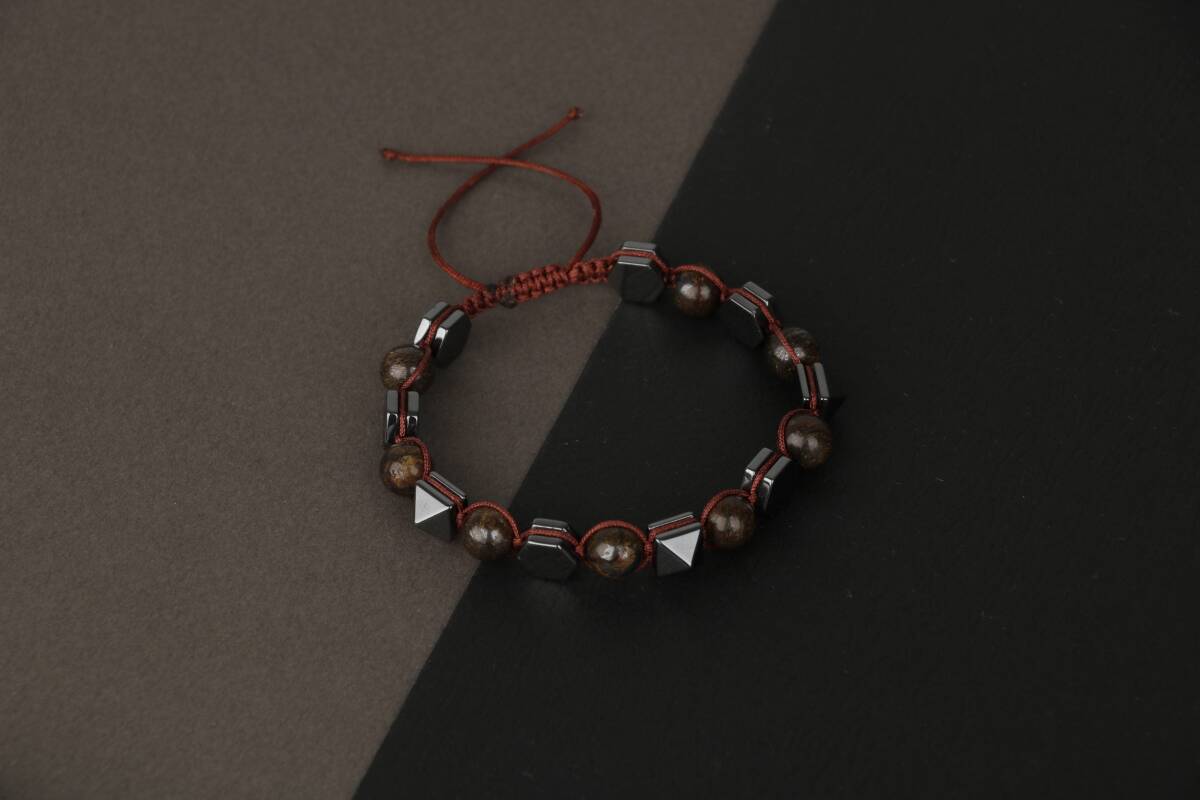 Bronzit-Hematit Doğal Taş Bileklik - 4