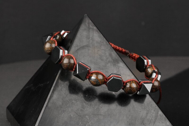 Bronzit-Hematit Doğal Taş Bileklik - 5