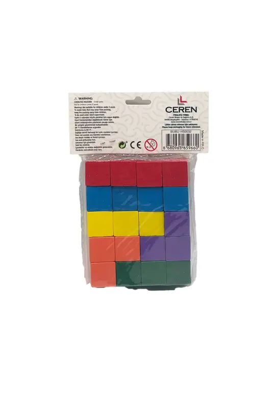 Bu Bu Ahşap Küpler Renkli 20 Parça - Bu-Bu