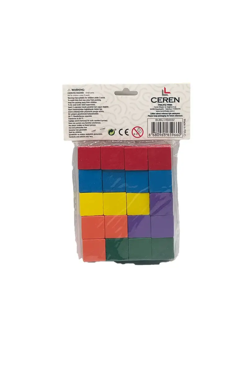 Bu Bu Ahşap Küpler Renkli 20 Parça - 1