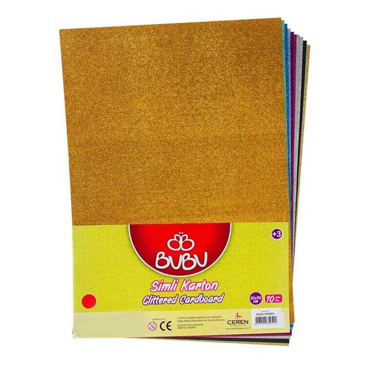 Bu Bu Fon Kartonu Simli 50X70 10Lu Karışık - Bu-Bu