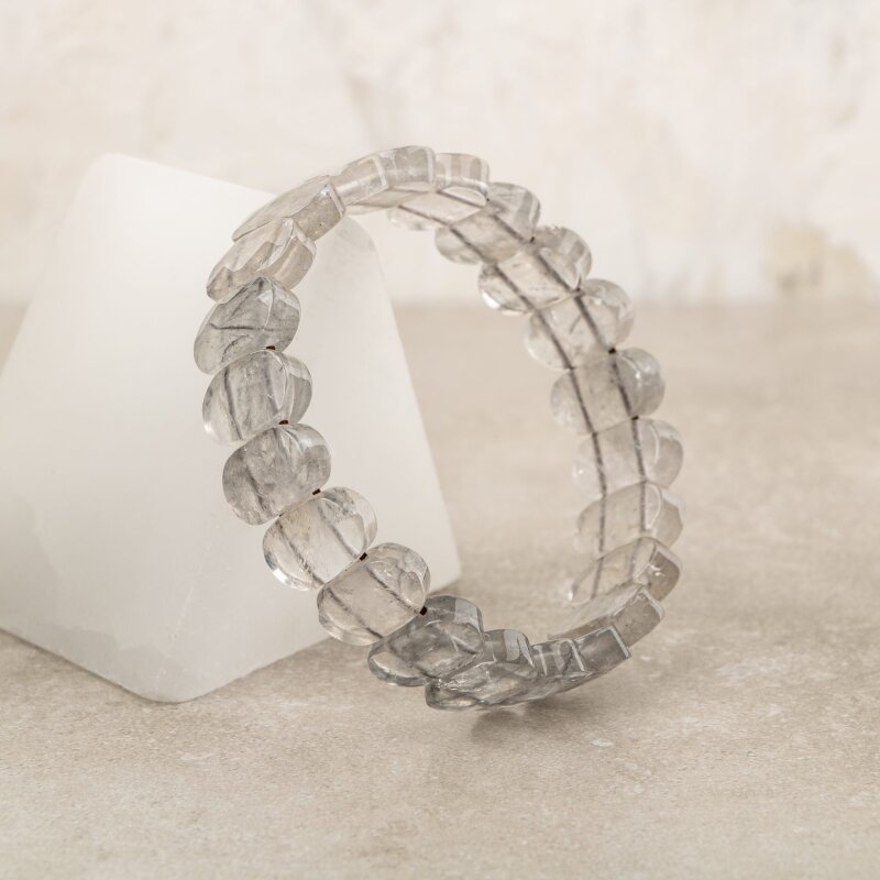 Bulutlu Kuvars Doğal Taş Geniş Kesim Bileklik - Doğal Taş