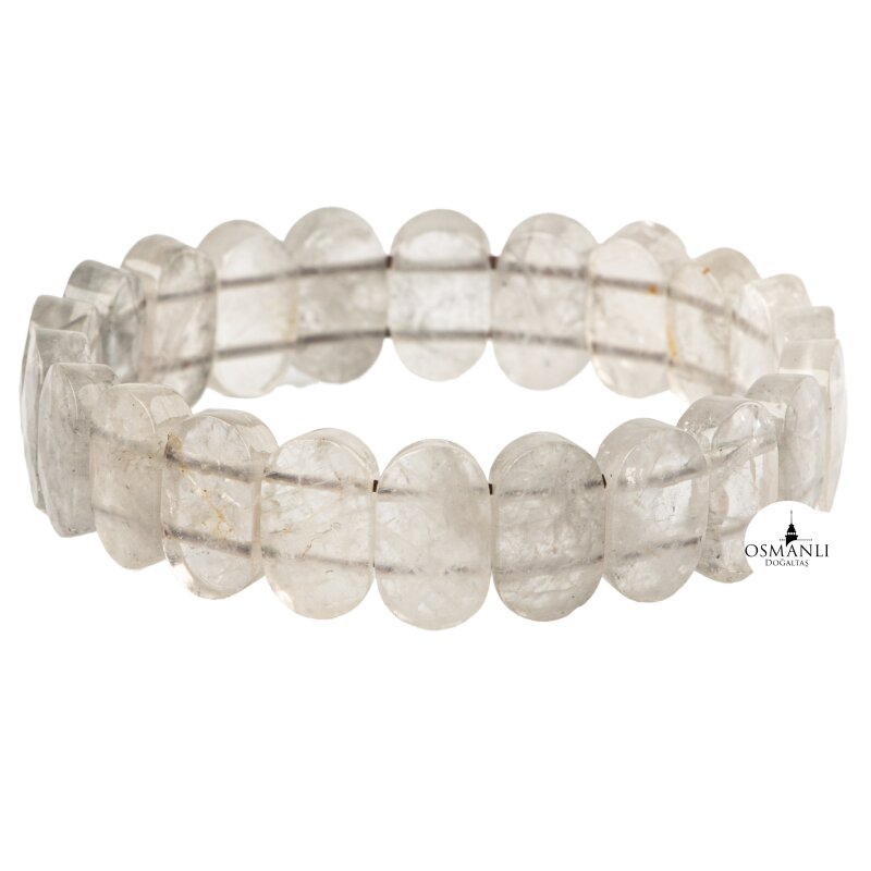 Bulutlu Kuvars Doğal Taş Geniş Kesim Bileklik - 2