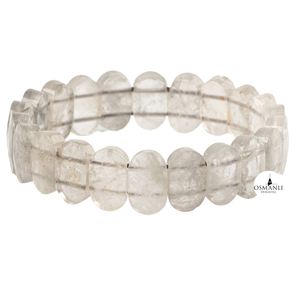 Bulutlu Kuvars Doğal Taş Geniş Kesim Bileklik - 2
